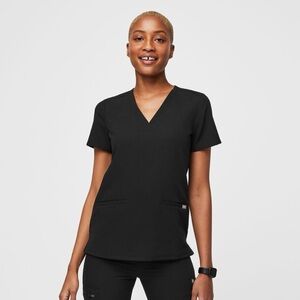 Figs Black Casma Three-Pocket Scrub Top